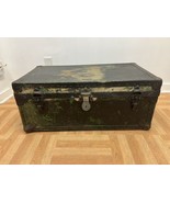 Vintage Military FOOT LOCKER Trunk chest storage green box army wwii fie... - £62.90 GBP