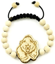 Bear Bracelet New Good Wood Style Pull Cords Adjustable Macrame 10mm Wid... - $12.99