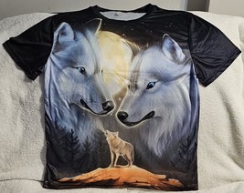 Wolf Howling At The Moon Wolves Trees Stars Animal Forest T-SHIRT - £11.47 GBP+
