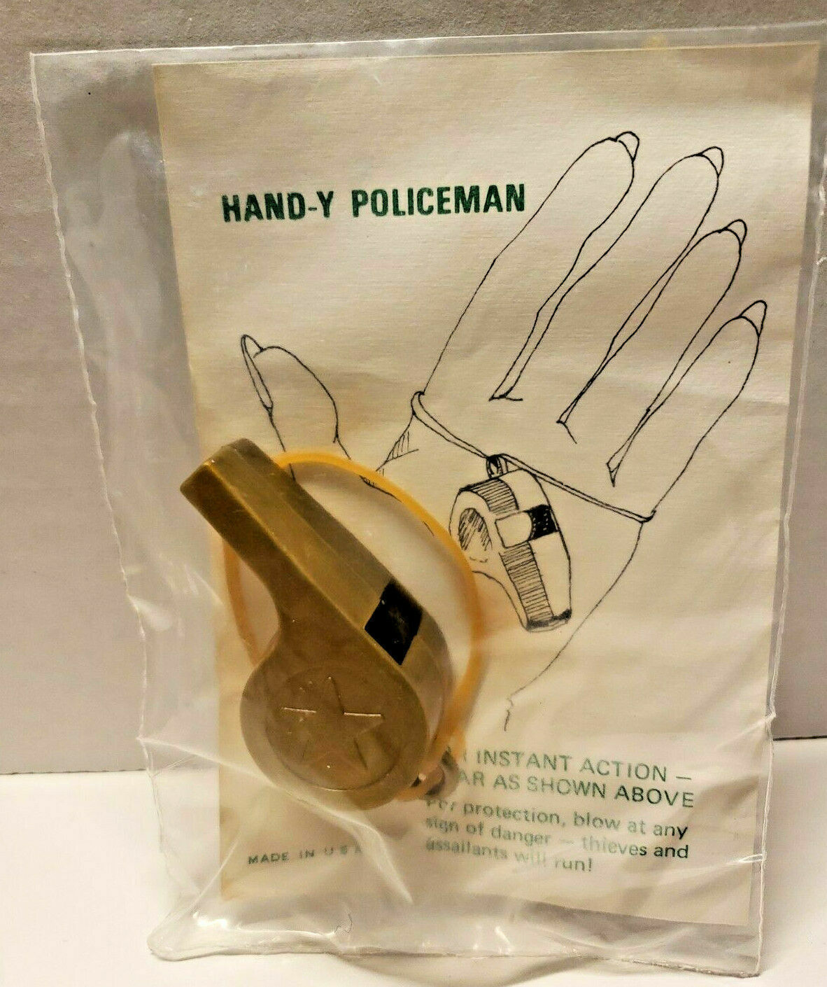 Primary image for Vintage Hand-Y Policeman Whistle Dime Store In Package USA New Old Stock Sealed