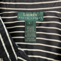 Lauren Ralph Lauren Striped Button Up Blouse Black White Silk Size L NWT image 3