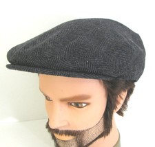 FEINION Dark Gray Tweed Newsboy Ivy Cap Wool Blend Gatsby Golf Cabby Flat Hat XL - £14.23 GBP