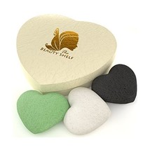 Konjac Sponge (3 Pack) Charcoal, Green Tea &amp; Natural Facial Cleansing &amp; ... - $24.00
