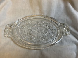Duncan &amp; Miller Pressed Glass Oval Serving Tray 8” With 2 Handles - $9.45