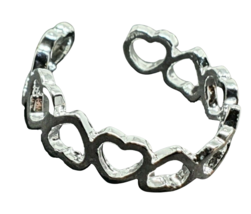 Heart Toe Ring Silver Plated Linked Hearts Adjustable Finger Valentine Jewellery - £3.27 GBP