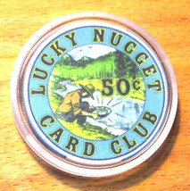(1) 50 Cent Lucky Nugget Casino Chip - Card Room - Deadwood, South Dakota - £7.60 GBP