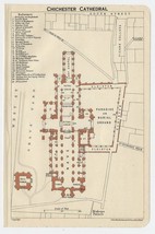 1924 Original Vintage Plan Of Chichester Cathedral / England - £13.44 GBP
