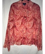 Vintage Ann Taylor sheer Pink Long sleeve silk button-up blouse size 8 - $803.84 MXN