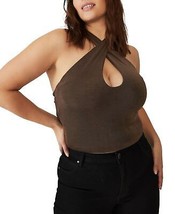 COTTON ON Womens Trendy Plus Size Bowie Crossover Halter Top,Deep Brown Size 12W - £23.48 GBP