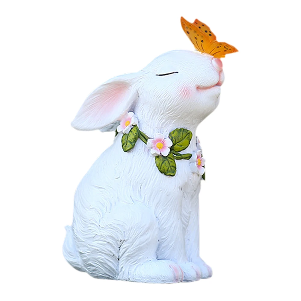 Hand painted resin rabbit landscape courtyard light sun protection light controlled for thumb200