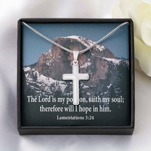 Scripture Card Lamentations 32:4 Cross Card Necklace w Stainless Steel Pendant  - £37.84 GBP+