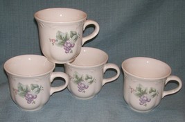 Pfaltzgraff Grapevine Cups /Mugs - Set Of 4 - White/Purple Grapes/Leaves- Vguc - £6.35 GBP