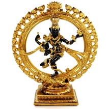 DANCING SHIVA STATUE 12.25&quot; Nataraja Hindu God HIGH QUALITY Black Gold R... - $755.09 MXN