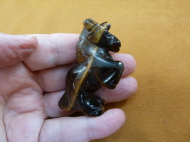 (Y-UNI-741) Brown Unicorn horn rearing GEMSTONE carving figurine stallio... - $482.13 MXN