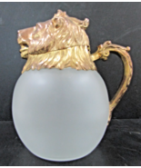 Mid-Century Modern Carole Stupell Gilt Lion Head Frost Glass Pitcher - $3,664.28 MXN Mid-Century Modern Carole Stupell Gilt Lion Head Frost Glass Pitcher - $3,664.28 MXN