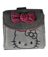 4&quot; Sanrio Hello Kitty Grey Micro Suede Flap Wallet Magenta Houndstooth B... - £11.76 GBP