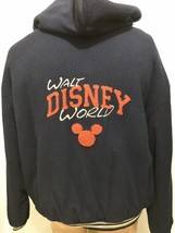 Walt Disney World Mickey Mouse XL Wool Varsity Jacket Hoodie Navy Blue - £51.03 GBP