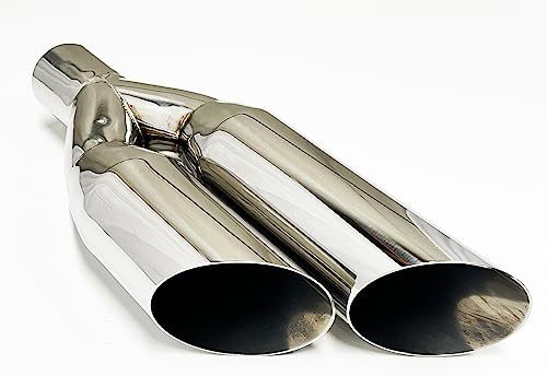 Exhaust Tip 2.25" Inlet 3.50" Dual Outlet 18.00" Long WDSW350018-225-HP-SS 304 S
