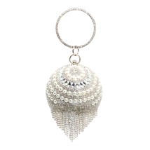 New Round Ball Silver Evening Bags Women Luxury Crystal Day Clutch Circular Chai - £30.90 GBP