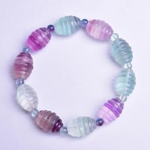 Color Natural Fluorite Stone Bracelets  Rice Shape Beads Bracelet Lucky for Wome - £28.83 GBP