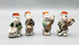 Vintage Japan Monkeys Miniatures Ceramic Playing Instruments Fez Hats Set 4 - £10.35 GBP