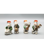 Vintage Japan Monkeys Miniatures Ceramic Playing Instruments Fez Hats Set 4 - £10.19 GBP