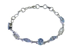 exquisite Blue Topaz 925 Solid Sterling Silver Blue Bracelet wholesales US gift - £40.35 GBP