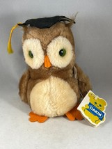Vintage Dakin Plush Stuffed Animal Graduation Obie Owl with tag 7&quot; Tall - £9.84 GBP