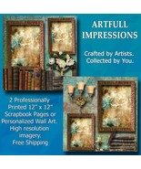 Books and Magnolias Personalized Wall Art or Scrapbook Layout Set - $470.59 MXN