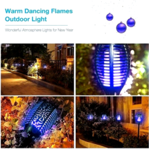 Solar Powered Garden Lights 33 LED Flickering Blue Light Tiki Torch Waterproof - £21.26 GBP