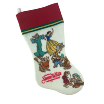 Disney Stocking Snow White and Seven Dwarves Felt Fleece 16&quot; Long  Diago... - €11,15 EUR
