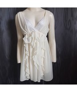 Flora Nikooz Babydoll Nightie Ruffle Lace Chemise Cream Sexy Lingerie Si... - $812.54 MXN