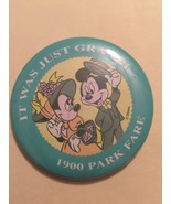 Vintage Disney Mickey and Minnie Pin Button 1900 Park Fare It Was Just G... - $151.86 MXN