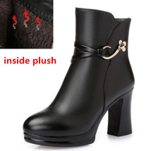 New Fashion Autumn Winter Real Leather Boots Women Boots Inside Cloth Plush Warm - £63.52 GBP