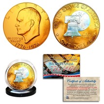 1976 Bicentennial U.S. IKE EISENHOWER Coin - 24K Gold Plated &amp; Prism Hologram - £11.69 GBP