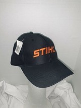 STIHL Black Baseball Cap Hat Orange logo Embroidery New - £12.67 GBP