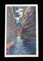 Vtg The Flume by Night Ausable Chasm NY Linen Postcard Curteich CT Art C... - $8.00