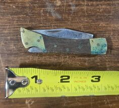 Vintage Folding Pocket Knife with Wood and Brass Handle Pakistan - $4.95