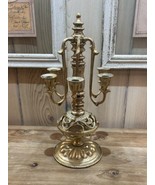 Vintage 11.5&quot; Table-Top Metal Brass 6 Light CANDELABRA Candle Holder - £66.30 GBP