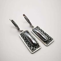 Vintage Jewelry Women Earrings"Lanes" 925 Sterling Silver,Hematite - $128.00