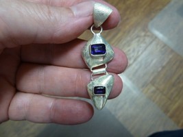 (J307-1) Purple AMETHYST quartz crystal dangle PENDANT Sterling silver Jewelry - £19.37 GBP
