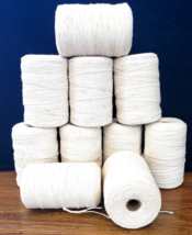 10 Natural Spools 8/4 Poly/Cotton Loom Weaving Rag Rug Carpet Warp Yarn ... - £69.89 GBP