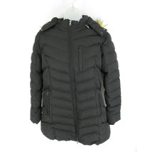 Women&#39;s Black Winter Puffer Coat Jacket Faux Fur Removable Hood L NWT - £30.18 GBP