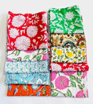 Hand Block Floral Print 100% Cotton Table Napkins Indian 18&quot; Fabric Set ... - $40.78