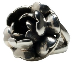 Femme Metale Rosie Retro Rose Handcast Fine Sterling Silver 925 Ring 5-6-7-8-9 - $195.00