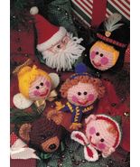9 Crochet Faces Of Christmas Ornament Santa Mrs Claus Angel Reindeer Elf... - $11.99