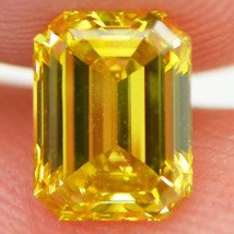 Emerald Diamond Fancy Yellow Loose 0.98 Carat Certified Natural Enhanced VVS2 - £1,318.93 GBP