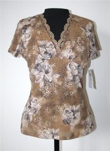 Emma James Blouse Medium V Neckline Cap Sleeves Top Beads Lace NEW - £26.99 GBP