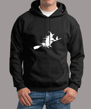 flying witch Unisex Black Hoodie - £32.14 GBP