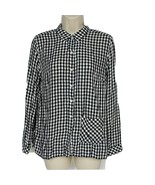 J Jill Petites Button Down Shirt Size Small Black White Gingham Long Sleeve - $31.09 CAD